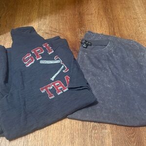 Crazy Dog T-Shirts Navy and Gray Women's Tops